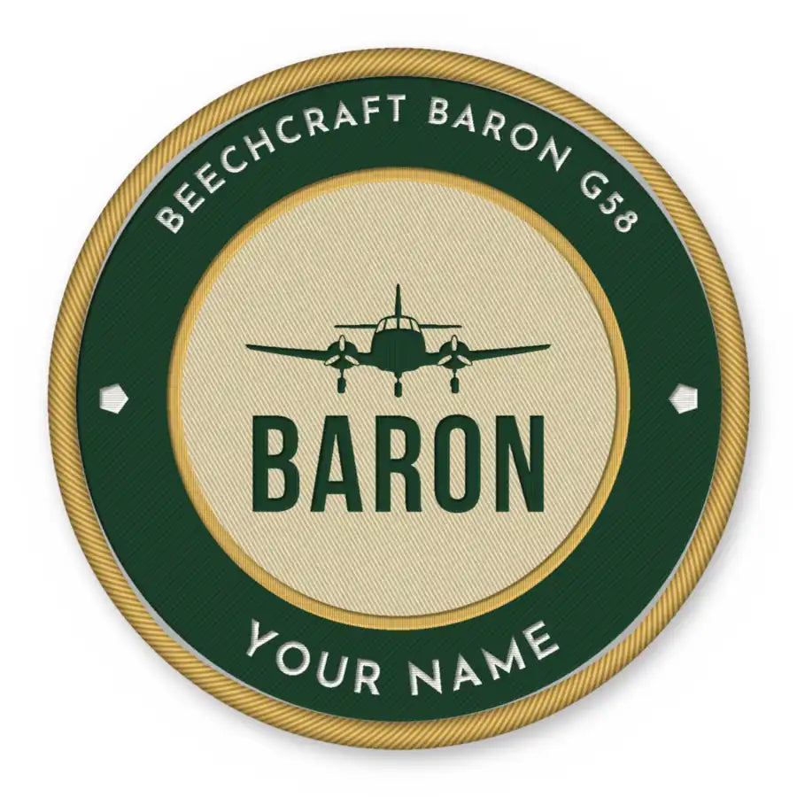 Beechcraft Baron G58 Patches - Circle + Name - Forest Gold