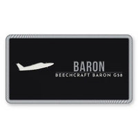 Thumbnail for Beechcraft Baron G58 Patches - Rectangle - Black Silver