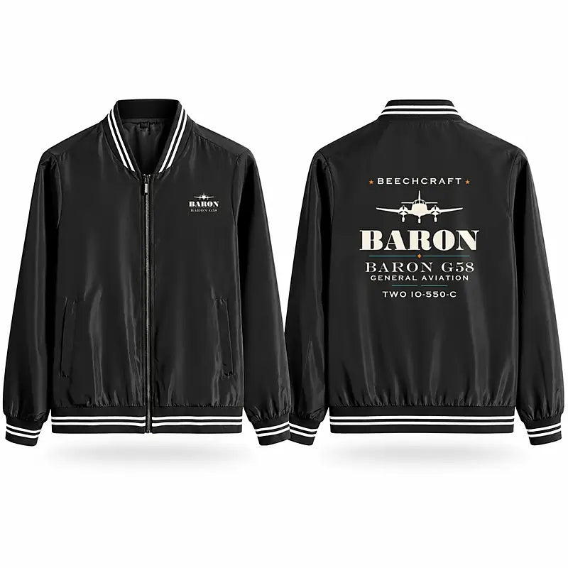 Beechcraft Baron G58 Stylish Jackets - Baseball Collar - Heritage - Black