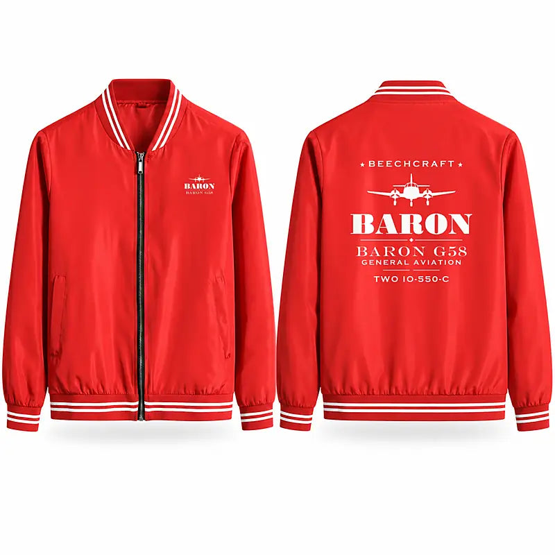 Beechcraft Baron G58 Stylish Jackets - Baseball Collar - Heritage - Red