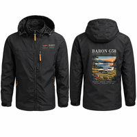 Thumbnail for Beechcraft Baron G58 Stylish Jackets - Hooded Windbreaker - Poster - Black
