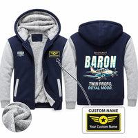 Thumbnail for Beechcraft Baron G58 Zipped Sweatshirts - Cartoon + Name - Navy & Gray