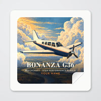 Thumbnail for Beechcraft Bonanza G36 - 3D + Name - Square Sticker - Peel