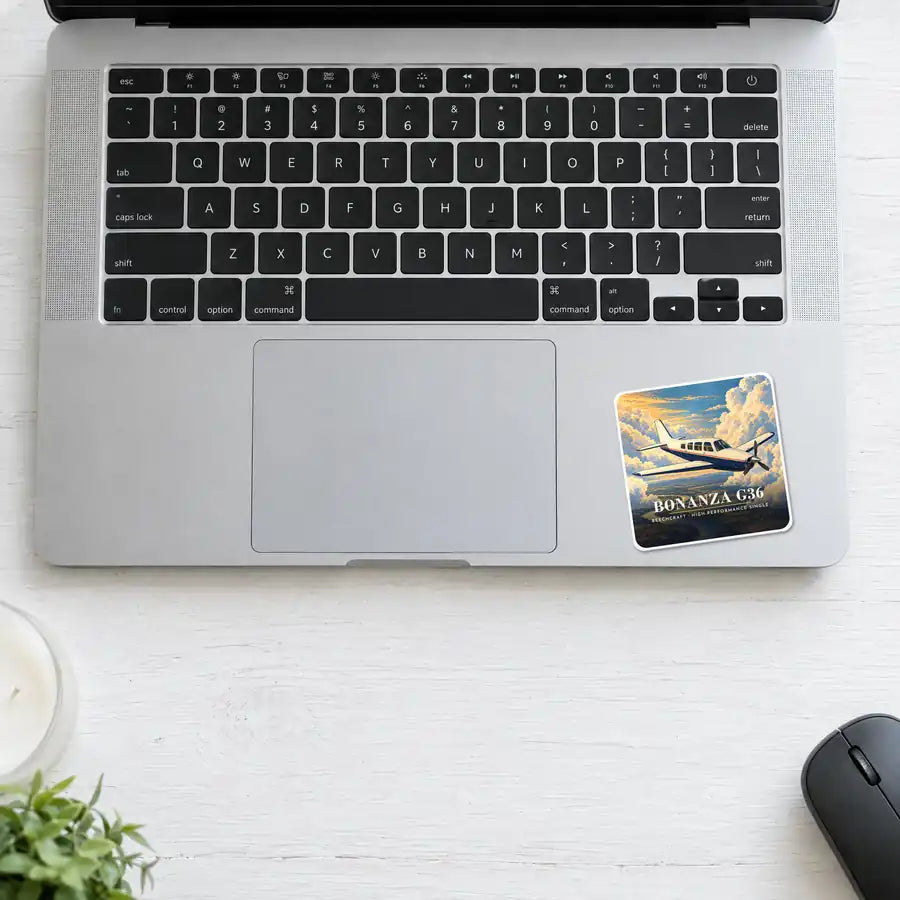 Beechcraft Bonanza G36 - 3D - Square Sticker - Laptop