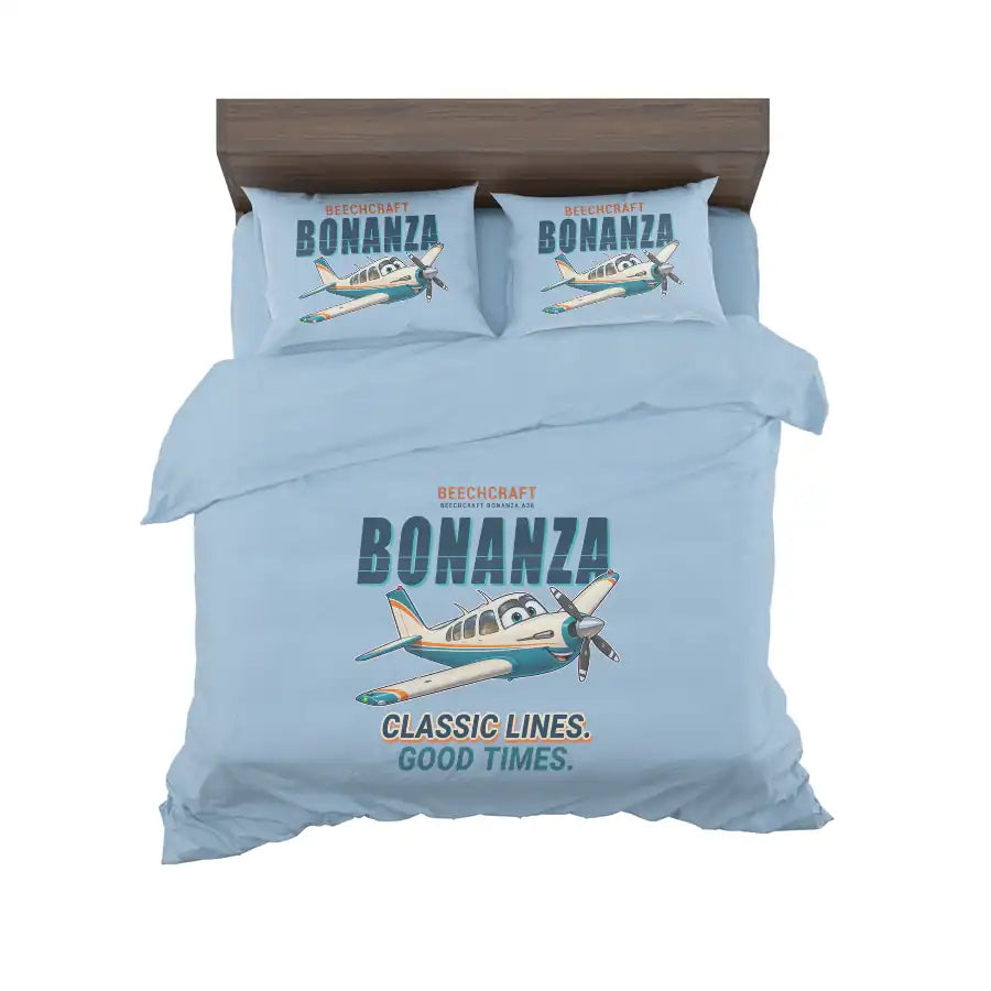 Beechcraft Bonanza G36 - Cartoon - Bedding Set - Light Blue