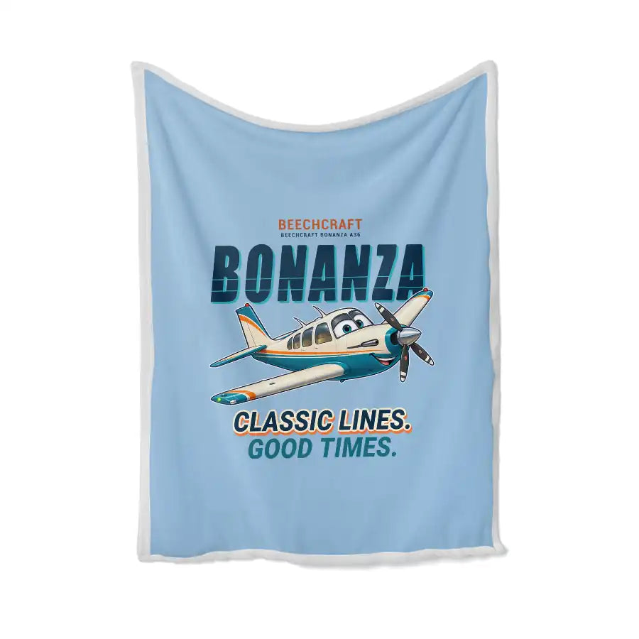 Beechcraft Bonanza G36 - Cartoon - Blanket - Light Blue