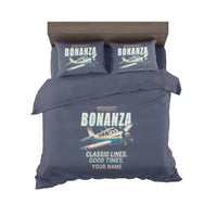 Thumbnail for Beechcraft Bonanza G36 - Cartoon + Name - Bedding Set - Navy Blue