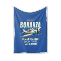 Thumbnail for Beechcraft Bonanza G36 - Cartoon + Name - Blanket - Blue