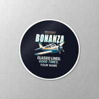 Thumbnail for Beechcraft Bonanza G36 - Cartoon + Name - Circle Sticker - Close-up