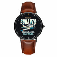 Thumbnail for Beechcraft Bonanza G36 - Cartoon - Slim Leather - Black and Brown Leather Strap
