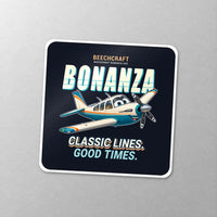 Thumbnail for Beechcraft Bonanza G36 - Cartoon - Square Sticker - Close-up