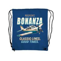 Thumbnail for Beechcraft Bonanza G36 - Drawstring Bag - Cartoon - Blue