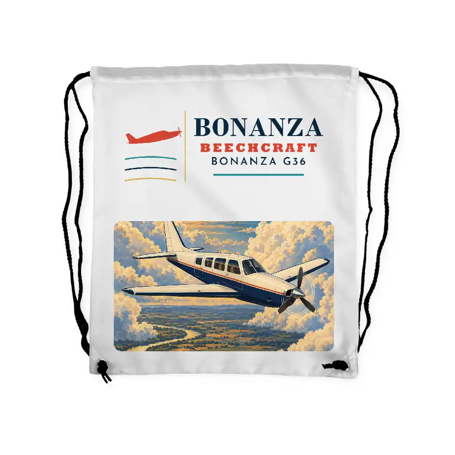 Beechcraft Bonanza G36 - Drawstring Bag - Classic - White