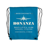 Thumbnail for Beechcraft Bonanza G36 - Drawstring Bag - Heritage - Light Blue