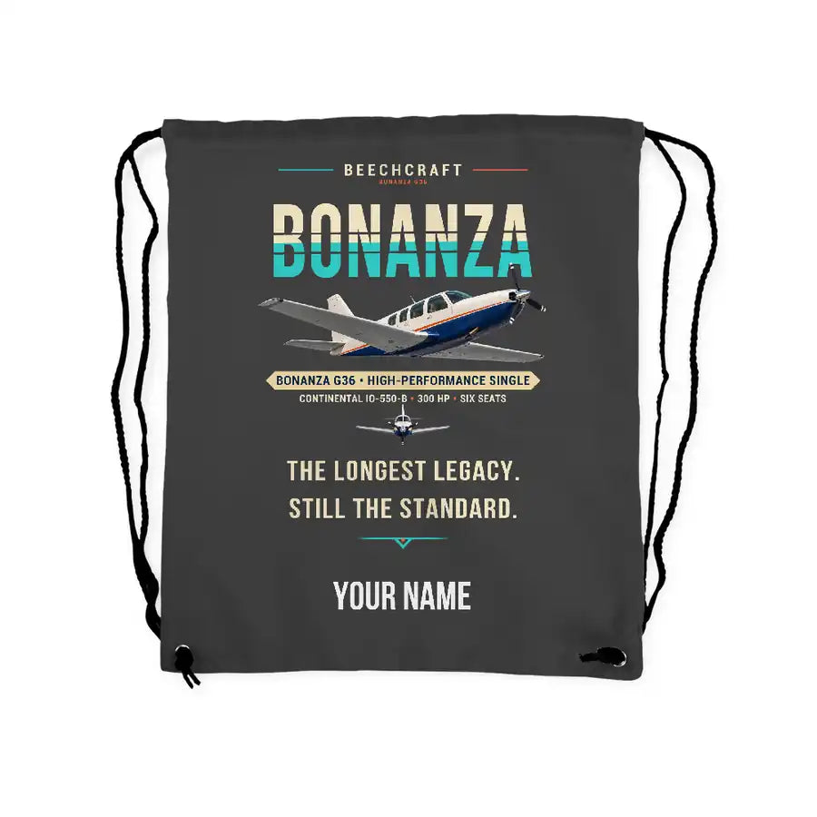 Beechcraft Bonanza G36 - Drawstring Bag - Original + Name - Gray