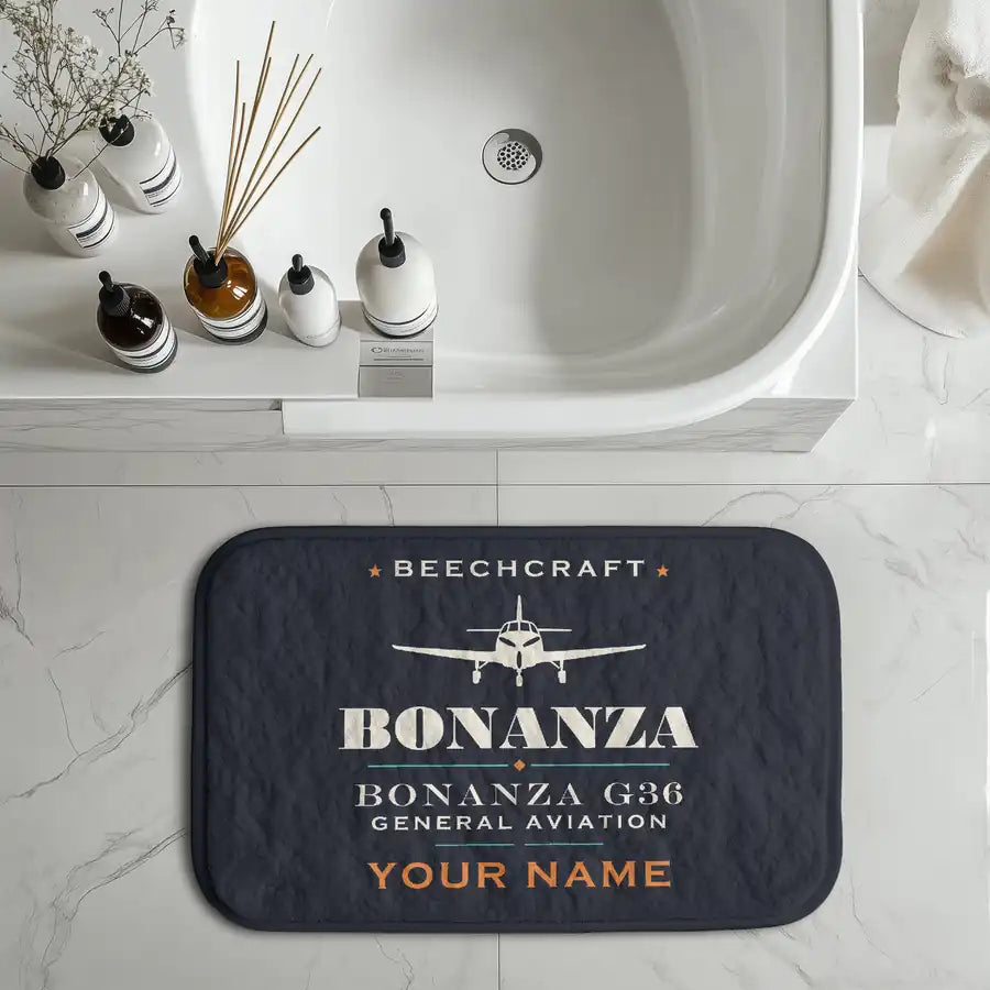 Beechcraft Bonanza G36 - Heritage + Name - Bath Mat