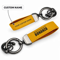 Thumbnail for Beechcraft Bonanza G36 - Leather Key Chain - Horseshoe Buckle - Tag - Yellow + Name