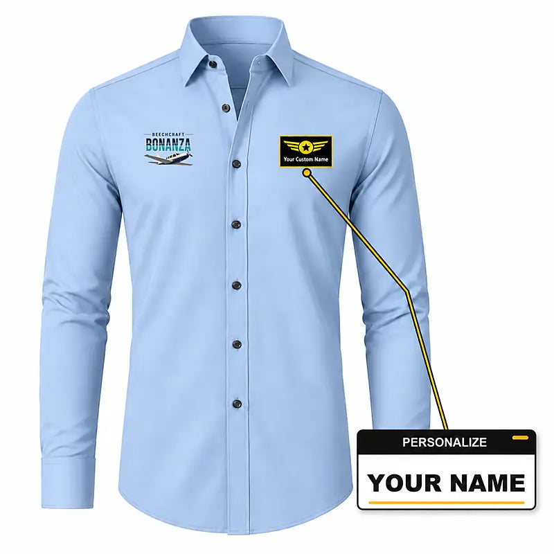 Beechcraft Bonanza G36 - Long Sleeve Shirt - Original - Light Blue + NAME