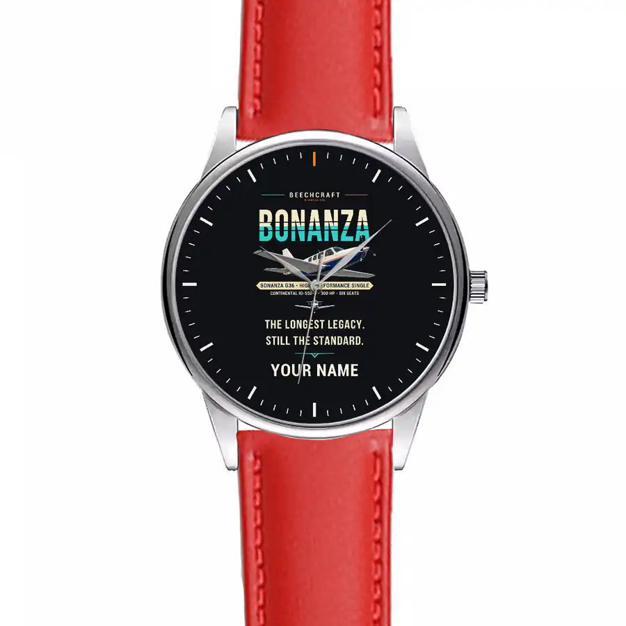 Beechcraft Bonanza G36 - Original + Name - Leather Strap - Red Leather Strap