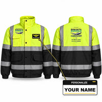 Thumbnail for Beechcraft Bonanza G36 Reflective Winter Jackets - Original + Name - Fluorescent Yellow & Navy