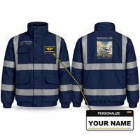 Thumbnail for Beechcraft Bonanza G36 Reflective Winter Jackets - Poster + Name - Navy Blue