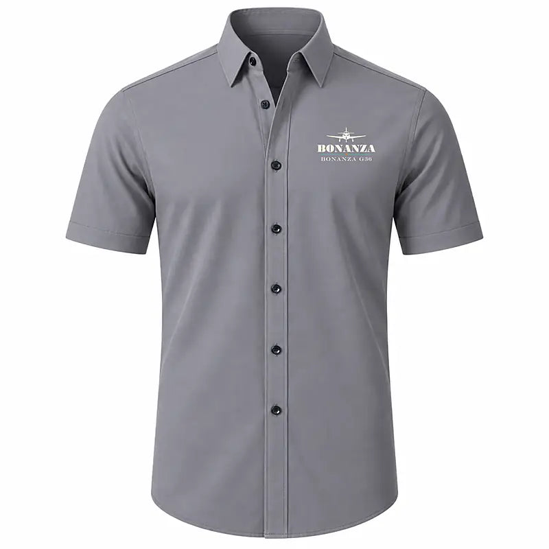 Beechcraft Bonanza G36 - Short Sleeve Shirt - Heritage - Gray