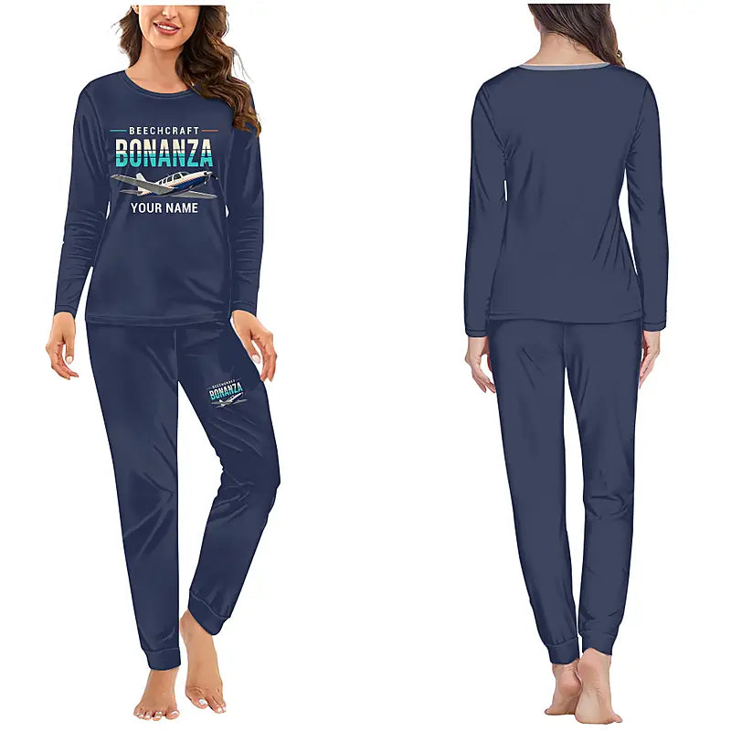 Beechcraft Bonanza G36 - Women Pajamas - Original Chest + Name - Navy Blue