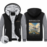 Thumbnail for Beechcraft Bonanza G36 Zipped Sweatshirts - Poster - Black & Gray