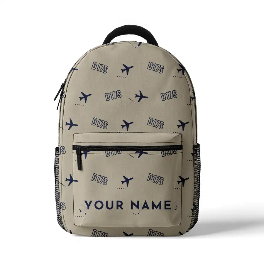 Beechcraft D17S Staggerwing - 3D Backpack - 3D Pattern + Name - Beige