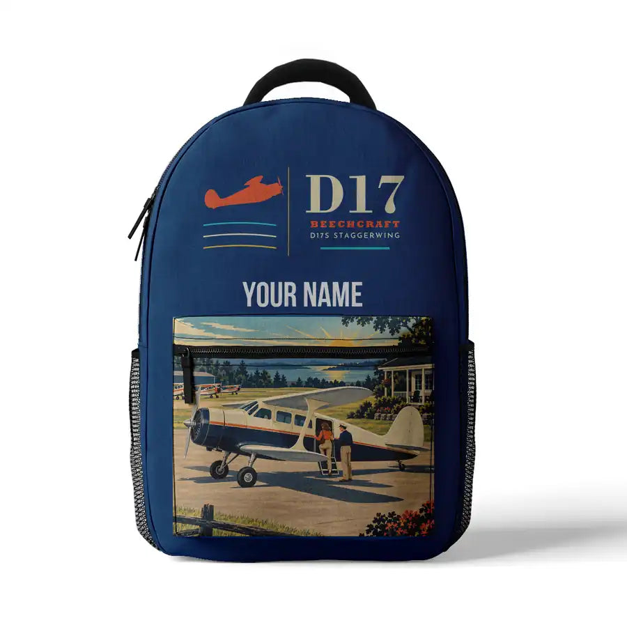 Beechcraft D17S Staggerwing - 3D Backpack - Blue + Name