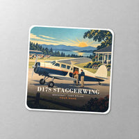 Thumbnail for Beechcraft D17S Staggerwing - 3D + Name - Square Sticker - Close-up