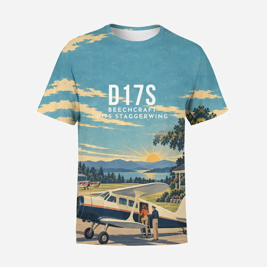Beechcraft D17S Staggerwing 3D All-Over Print Clothing - T-Shirt - 3D