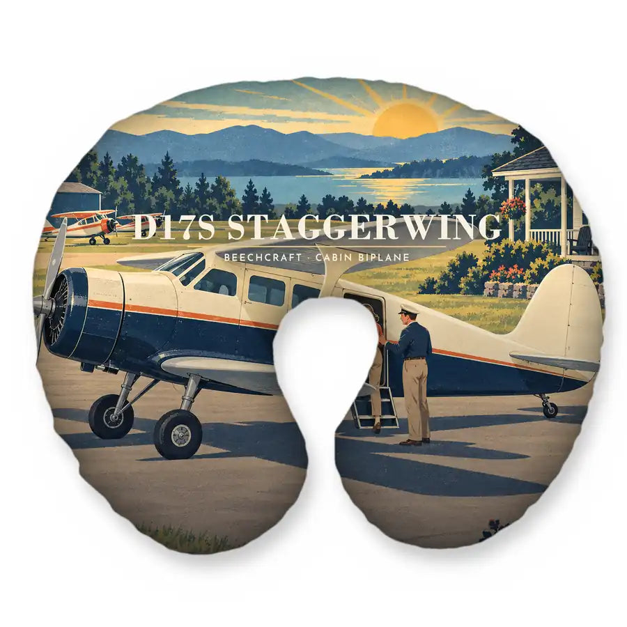 Beechcraft D17S Staggerwing - 3D - Travel Pillow