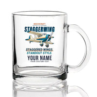 Thumbnail for Beechcraft D17S Staggerwing - Cartoon + Name - Coffee & Tea Glass