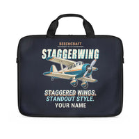 Thumbnail for Beechcraft D17S Staggerwing - Cartoon + Name - Laptop Bag
