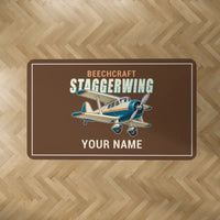 Thumbnail for Beechcraft D17S Staggerwing - Cartoon + Name - Rectangle Carpet - Brown