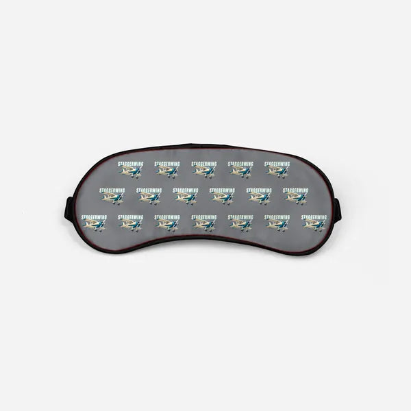 Beechcraft D17S Staggerwing - Cartoon Pattern - Sleep Mask - Gray