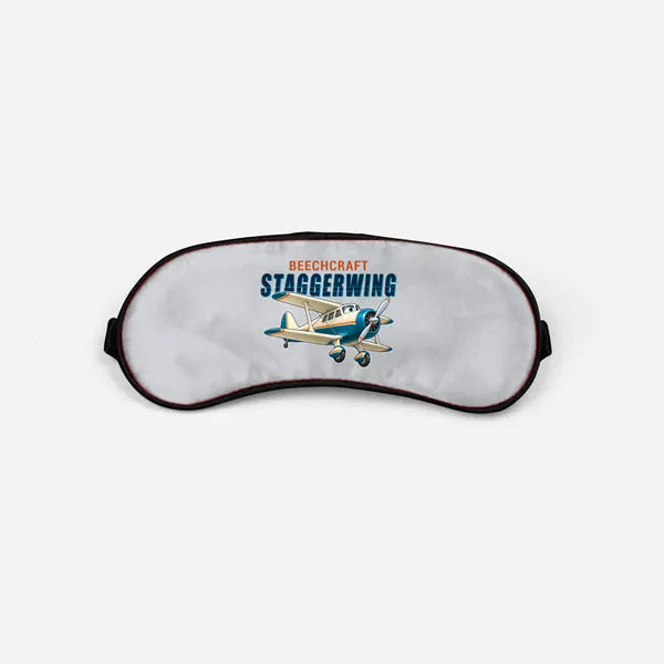 Beechcraft D17S Staggerwing - Cartoon - Sleep Mask - Light Gray