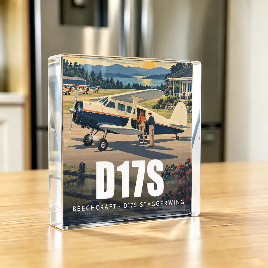 Beechcraft D17S Staggerwing - Crystal Ornament - 3D - Kitchen