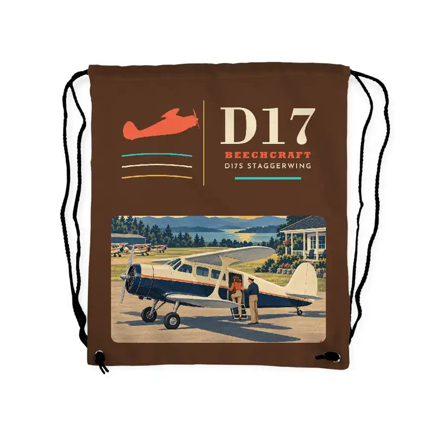 Beechcraft D17S Staggerwing - Drawstring Bag - Classic - Brown