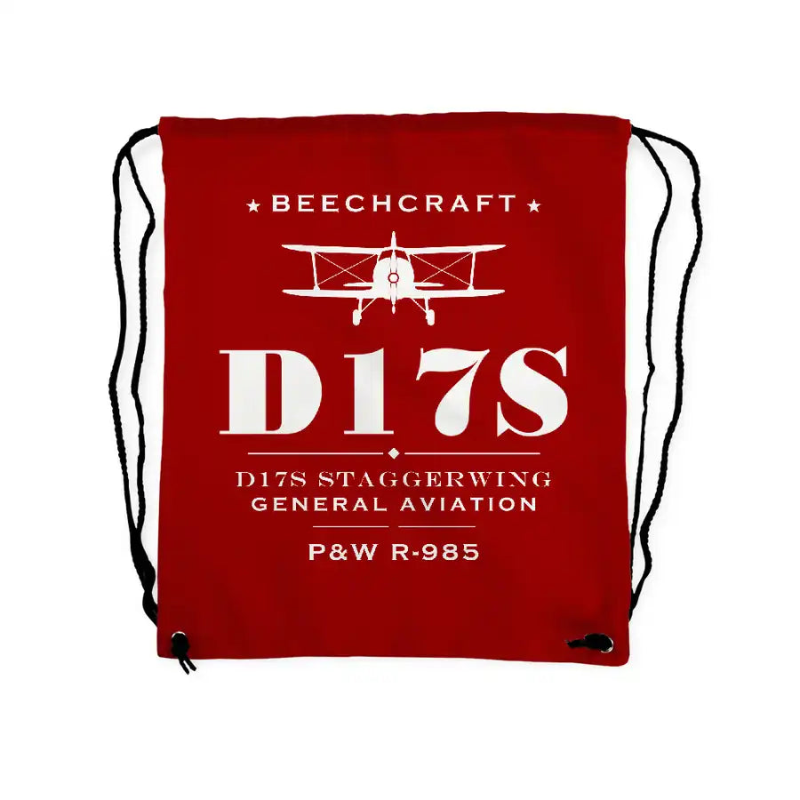Beechcraft D17S Staggerwing - Drawstring Bag - Heritage - Red