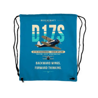 Thumbnail for Beechcraft D17S Staggerwing - Drawstring Bag - Original - Light Blue