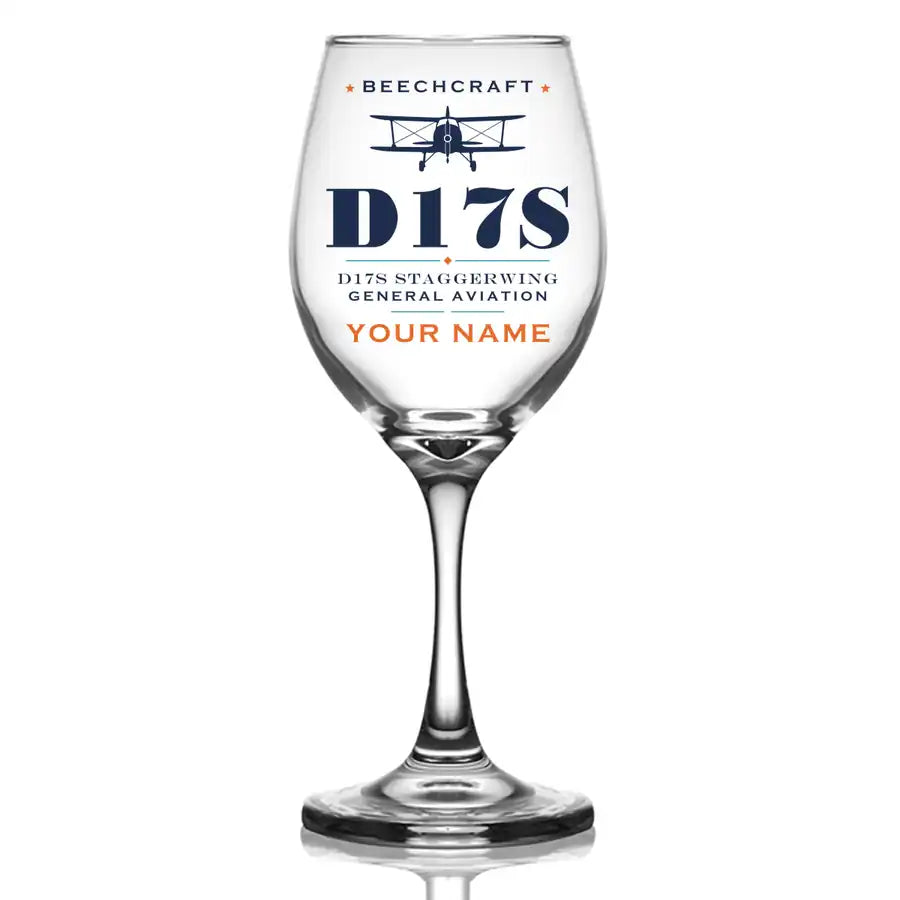 Beechcraft D17S Staggerwing - Heritage + Name - Wine Glass