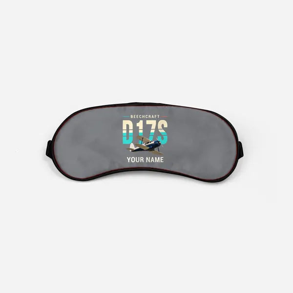 Beechcraft D17S Staggerwing - Original + Name - Sleep Mask - Gray