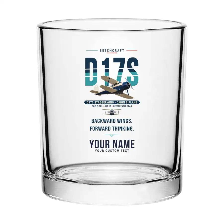 Beechcraft D17S Staggerwing - Original + Name - Special Whiskey Glass