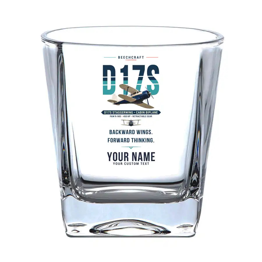 Beechcraft D17S Staggerwing - Original + Name - Whiskey Glass
