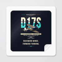 Thumbnail for Beechcraft D17S Staggerwing - Original - Square Sticker - Peel