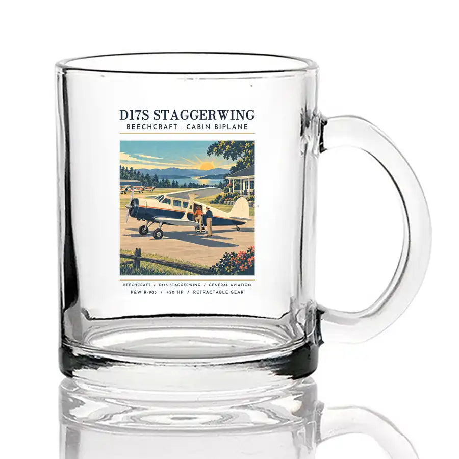 Beechcraft D17S Staggerwing - Poster - Coffee & Tea Glass