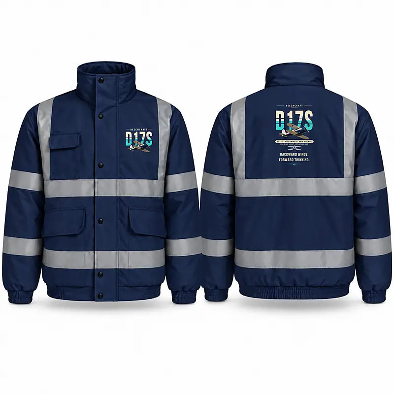 Beechcraft D17S Staggerwing Reflective Winter Jackets - Original - Navy Blue