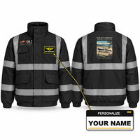 Thumbnail for Beechcraft D17S Staggerwing Reflective Winter Jackets - Poster + Name - Black